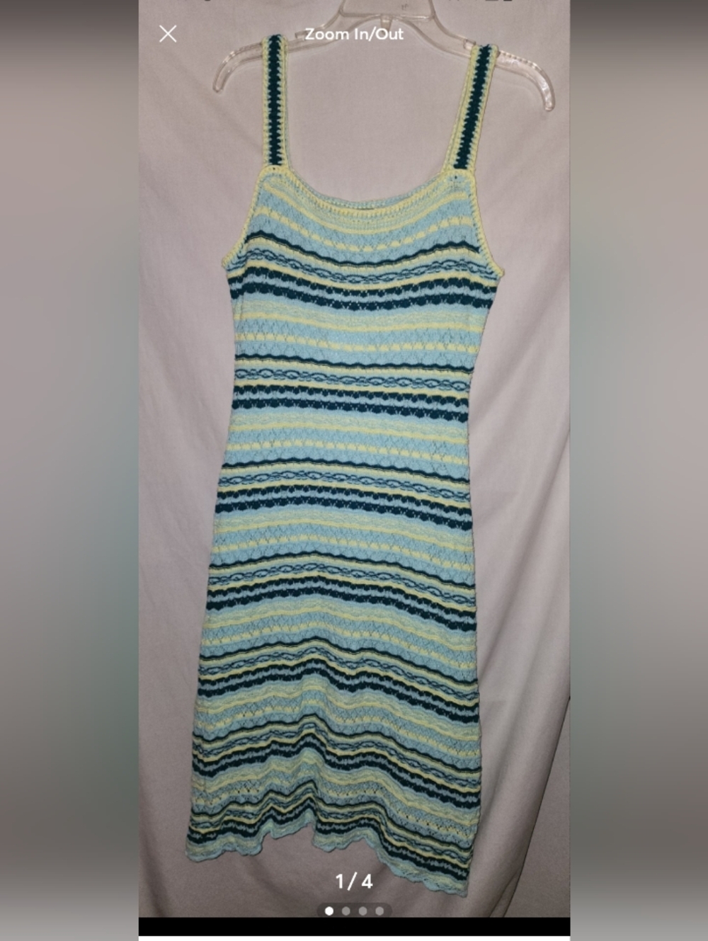 Jessica simpson womens size medium aqua yellow crochet dress